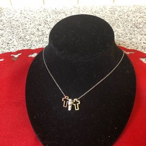 925 sterling silver 3 toned colors Cross necklace